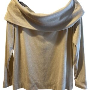 LOFT Cream Off-Shoulder Sweater